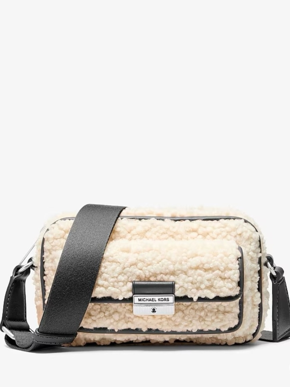 Michael Kors Bradshaw Extra-Small Faux Shearling Camera Crossbody Bag NWT - Picture 2 of 7